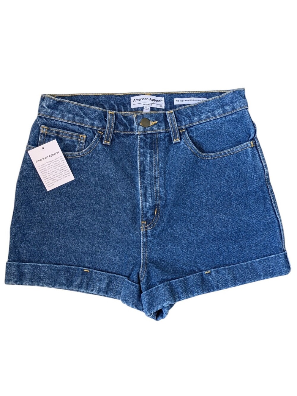American Apparel High Waist Cuff Denim Shorts